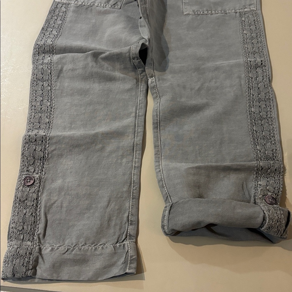 Sundance Charcoal Buttoned Trousers with Lace Accents NWT Size 6P - Picture 14 of 15